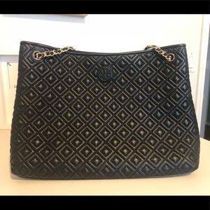 Tory Burch Quilted Marion Black Shoulder Bag